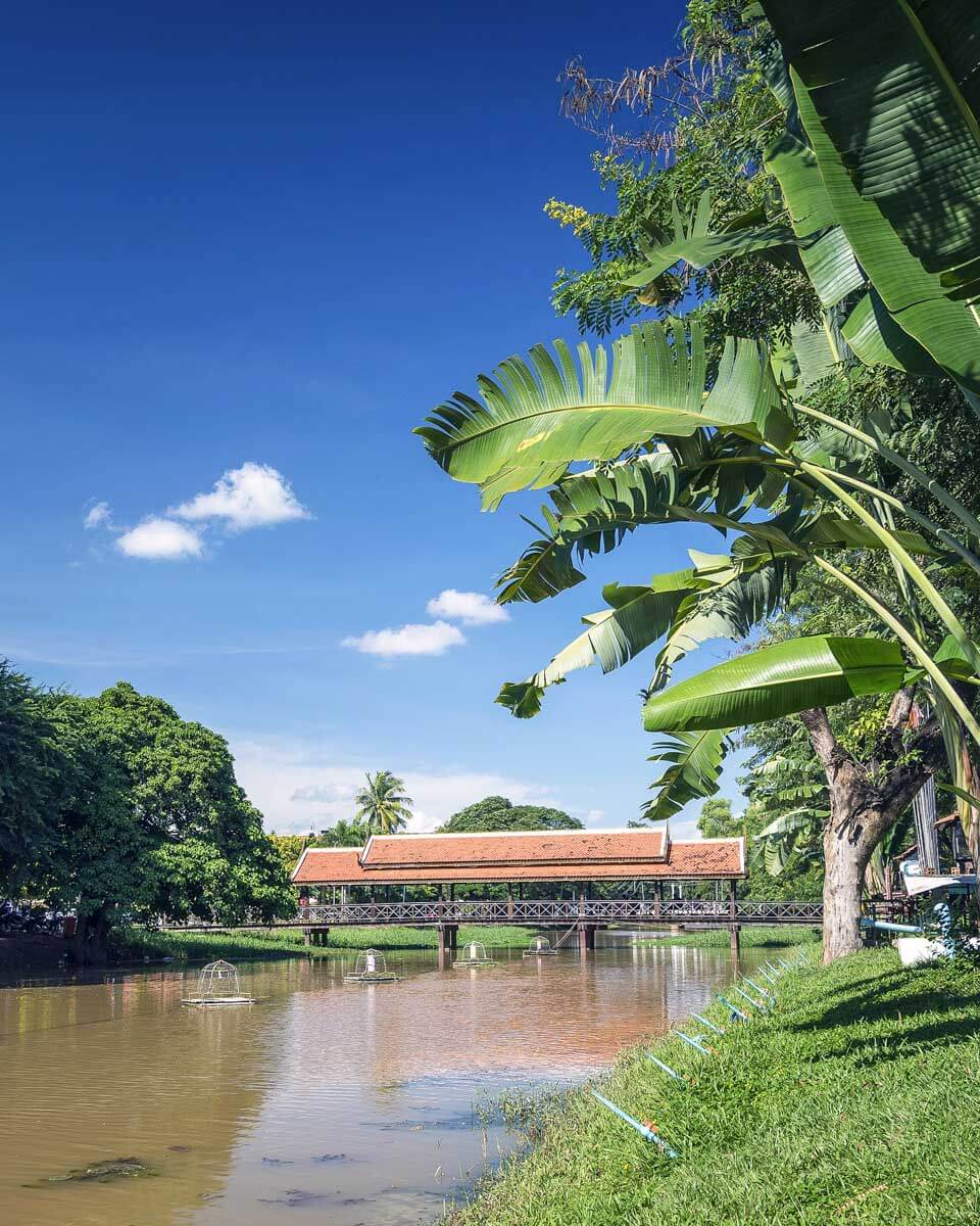 Downtown Siem Reap and river in Cambodia