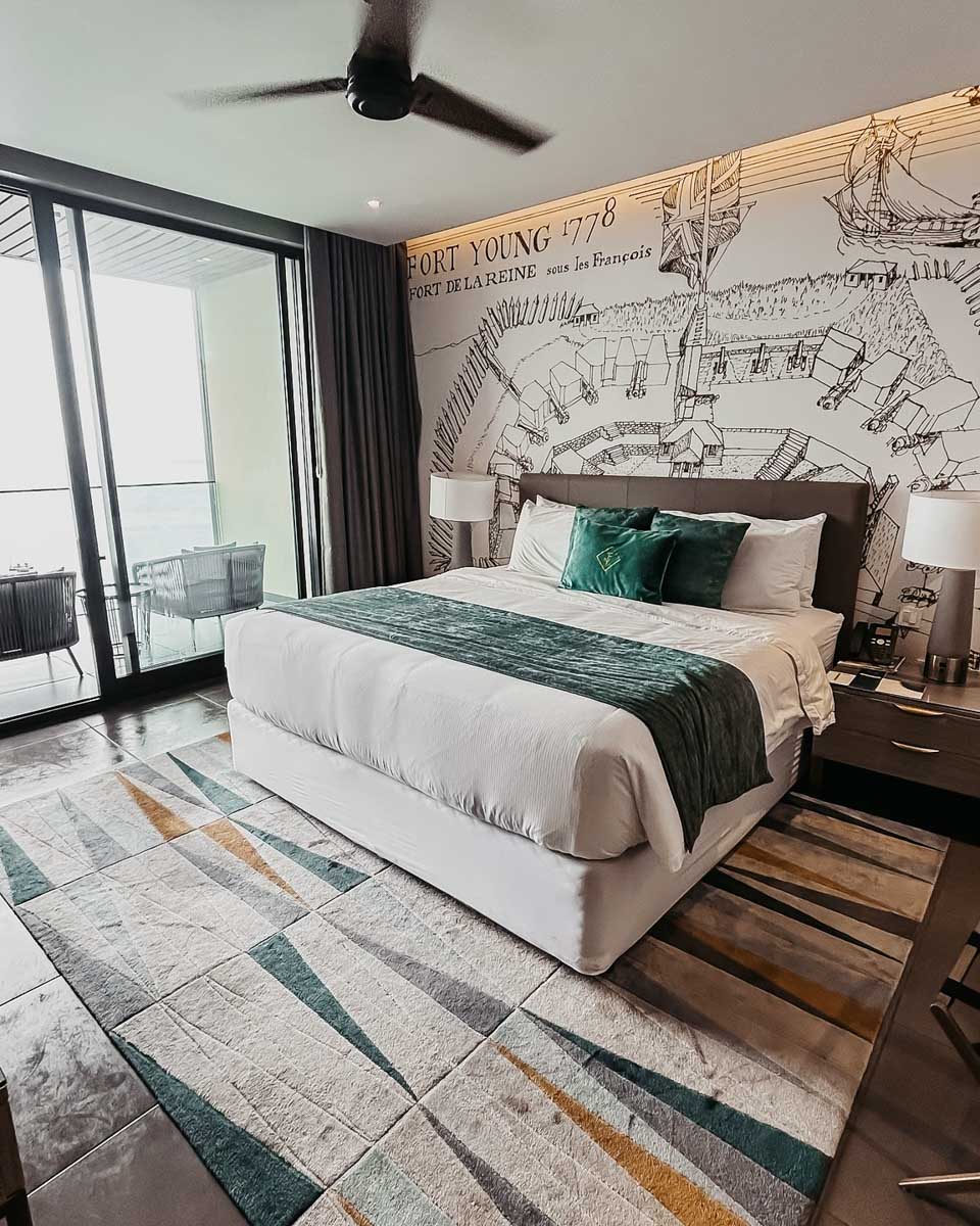 Hotel room at Fort Young Hotel in Dominica