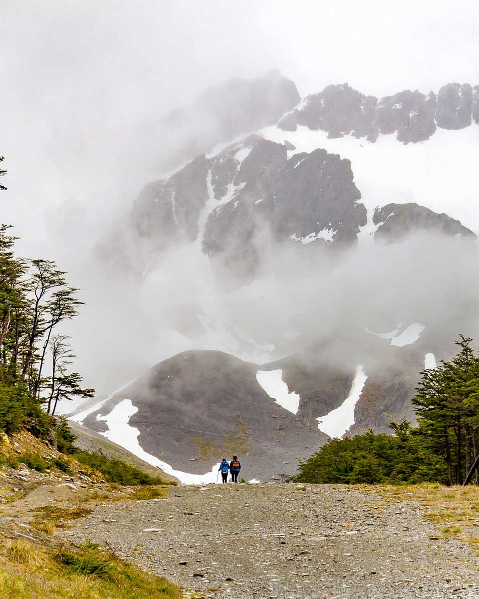 People hike at Glacier Martial in Ushuaia Argentina