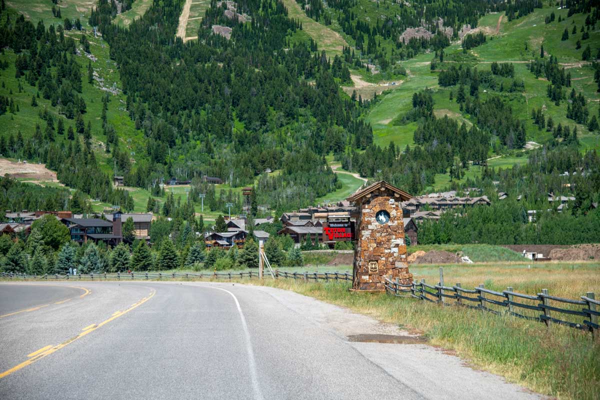 Teton Village with town and mountains near Jackson Hole Wyoming near the Grand Tetons National Park