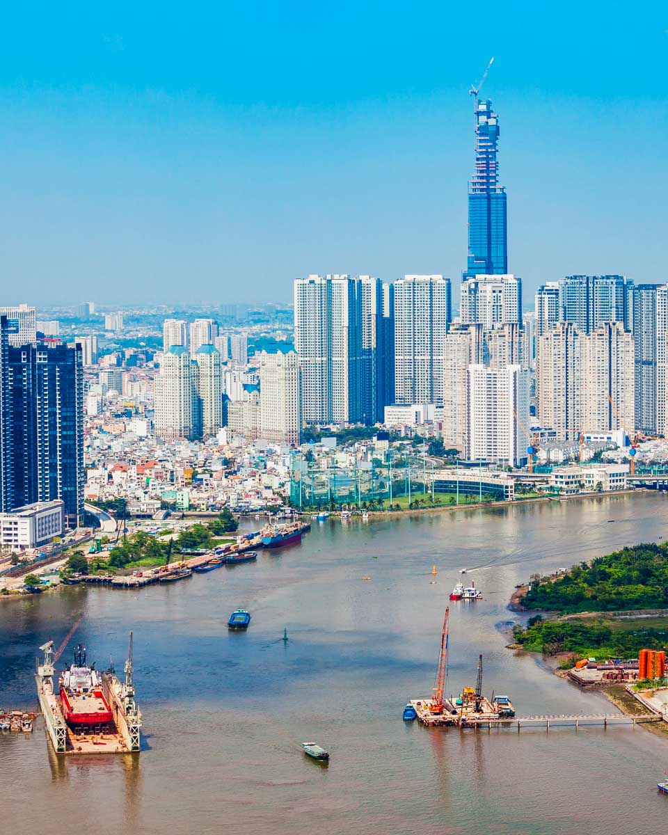 The view of the city from the Saigon Skydeck in Ho Chi Minh Vietnam