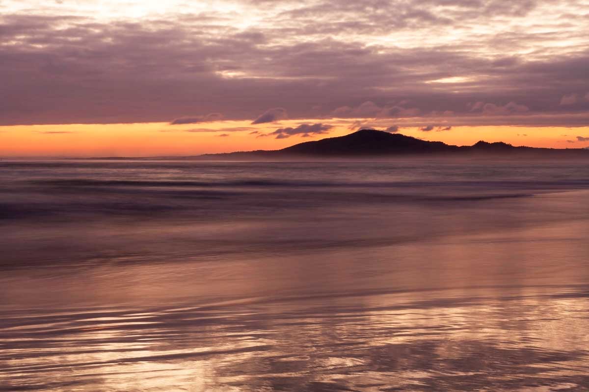 Tortuga Bay at sunset on the Galapagos Islands Ecuador