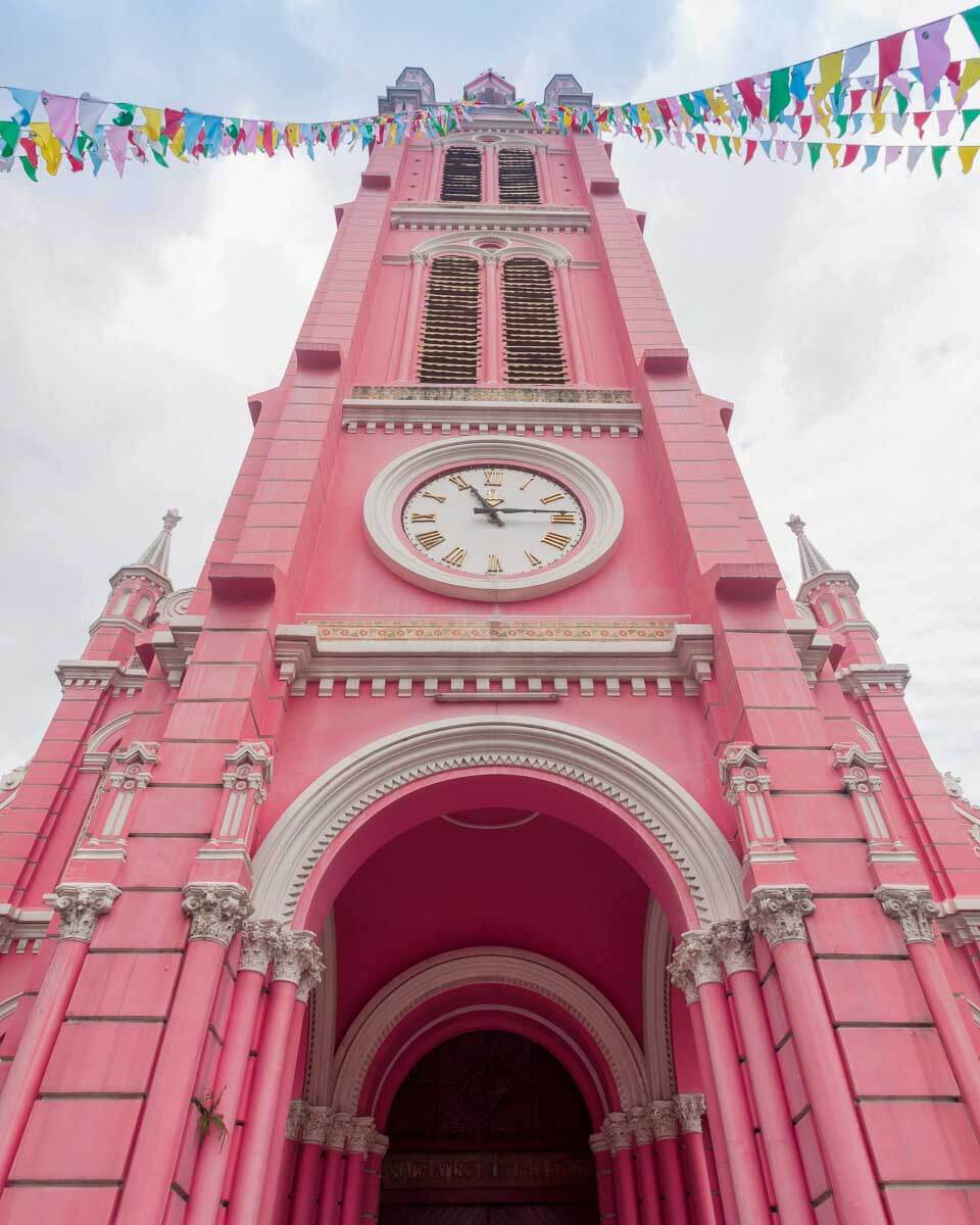 Tower of Tan Dinh pink church in Ho Chi Minh City, Vietnam (1)