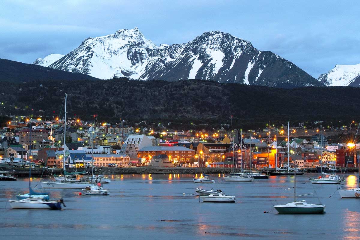 View of Ushuaia Argentina at night