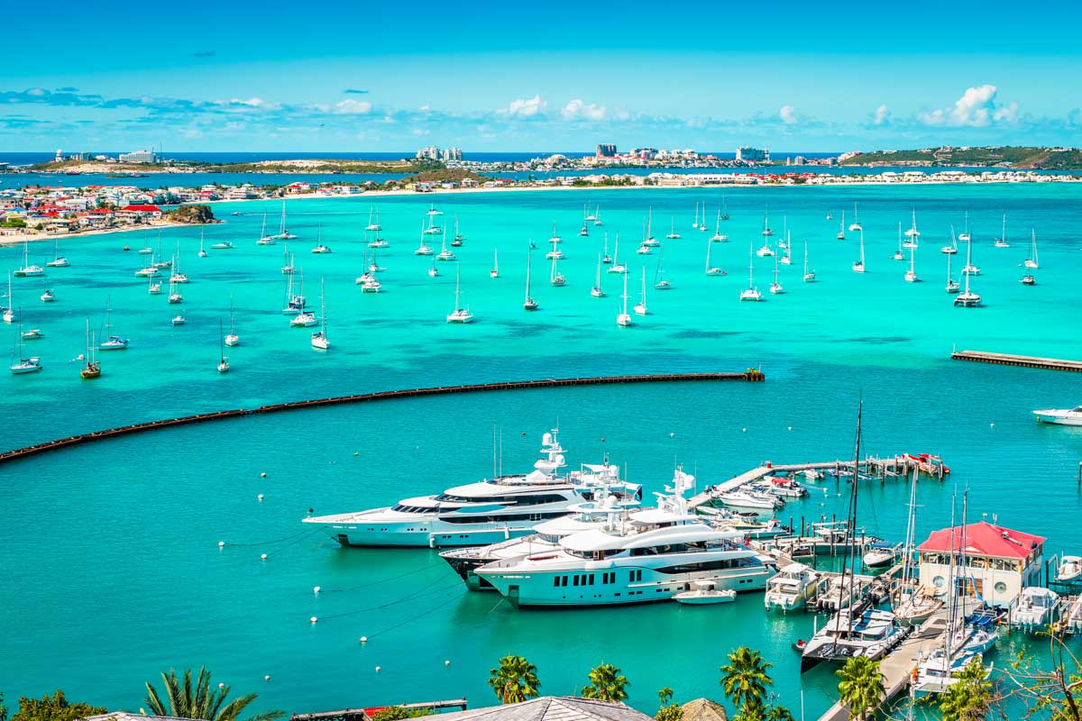 Yachts in the Marigot harbor on Saint Martin