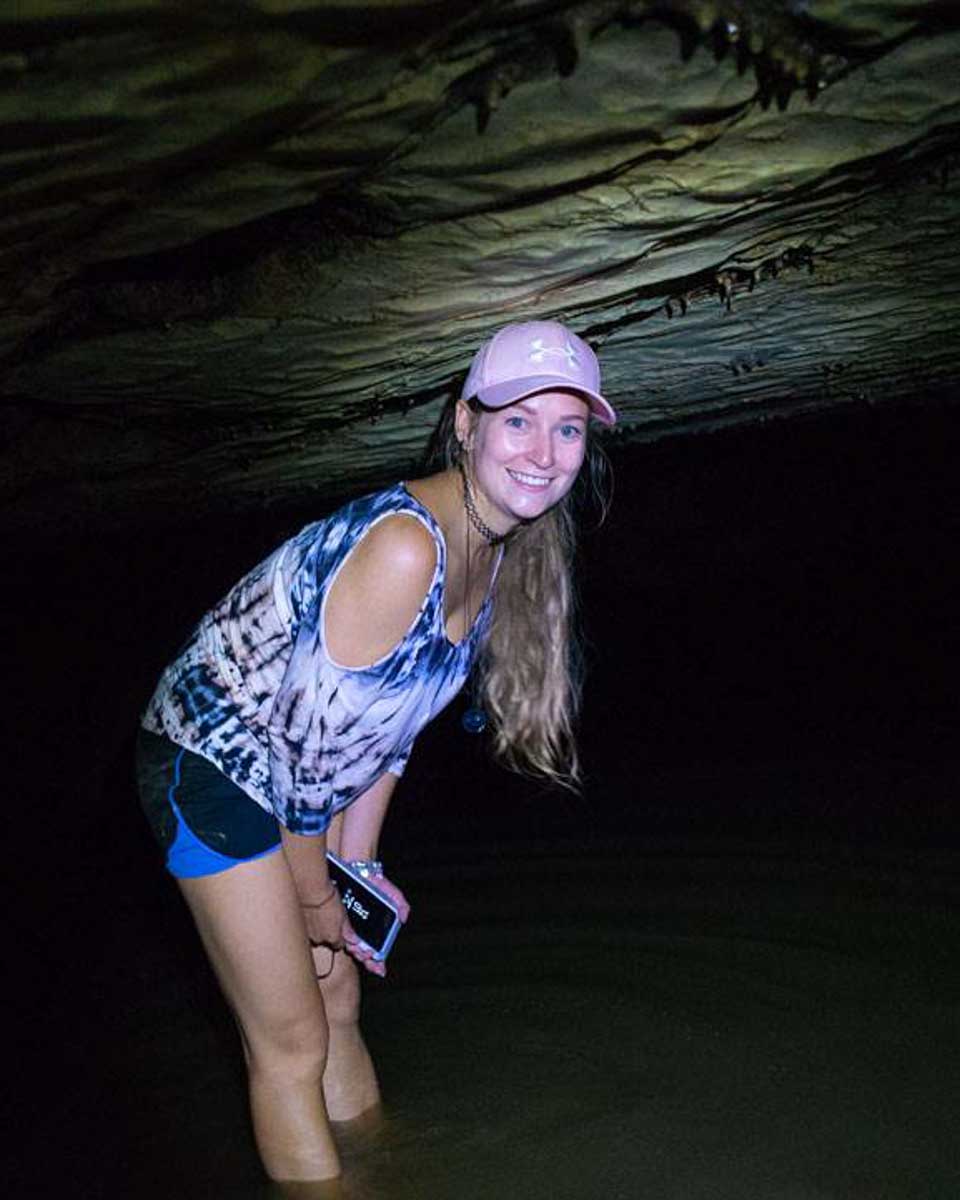 Bailey explores the caves in Bonaire