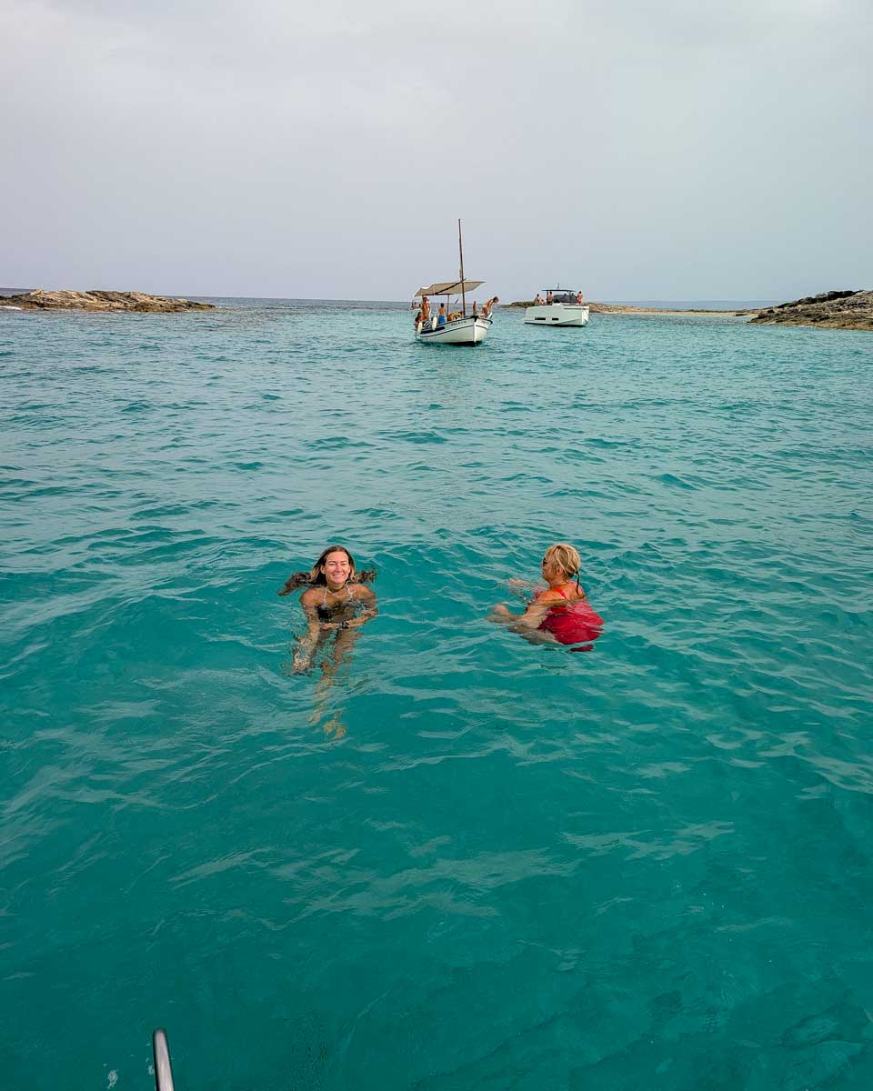 Bailey swims in the water on a boat tour from Ibiza Spain (3)