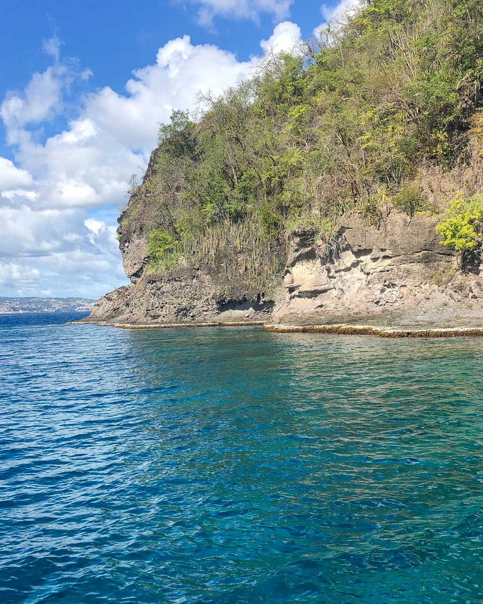 Coastline of Martinique seen on a sailing tour