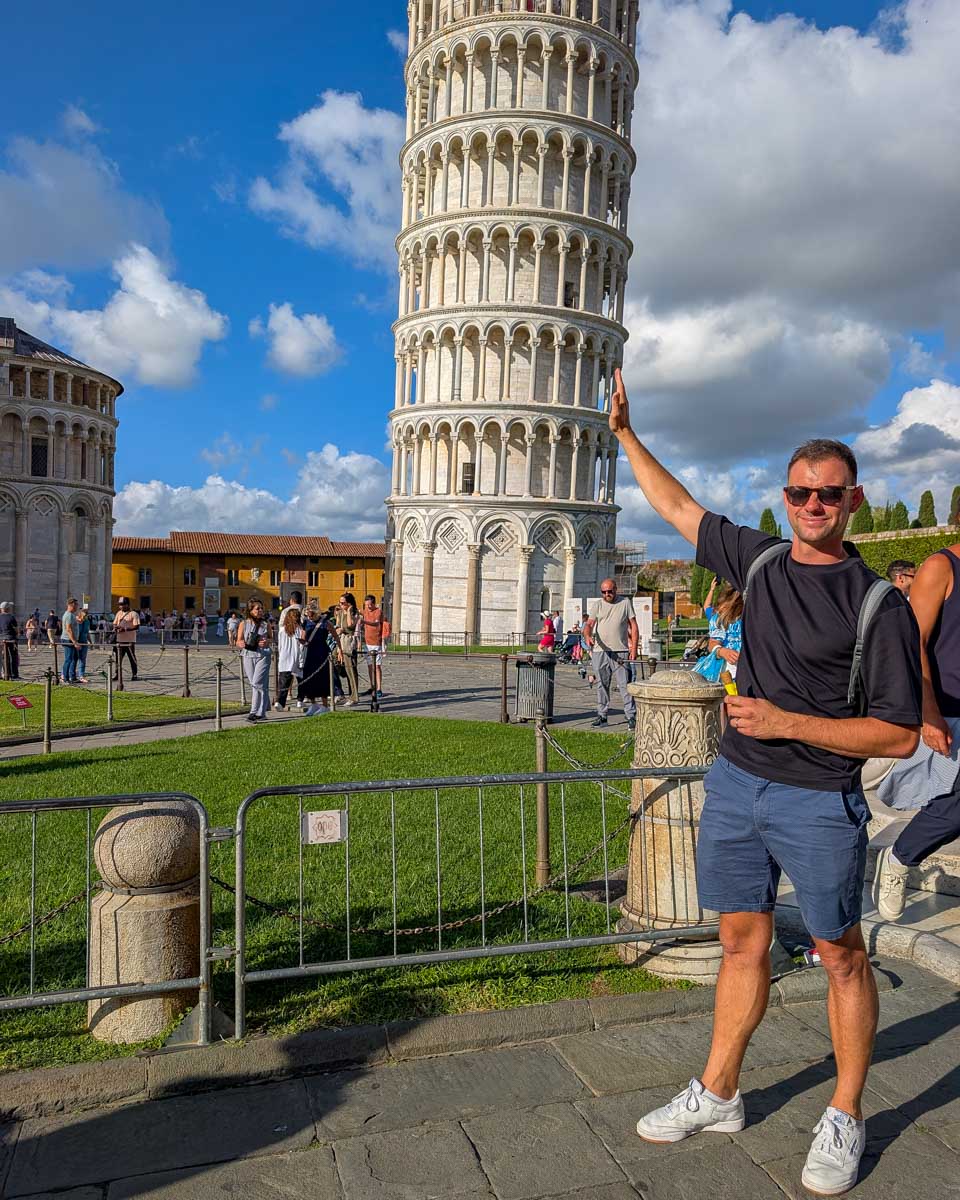 Daniel at the Leaning Tower of Pisa in Pisa Italy