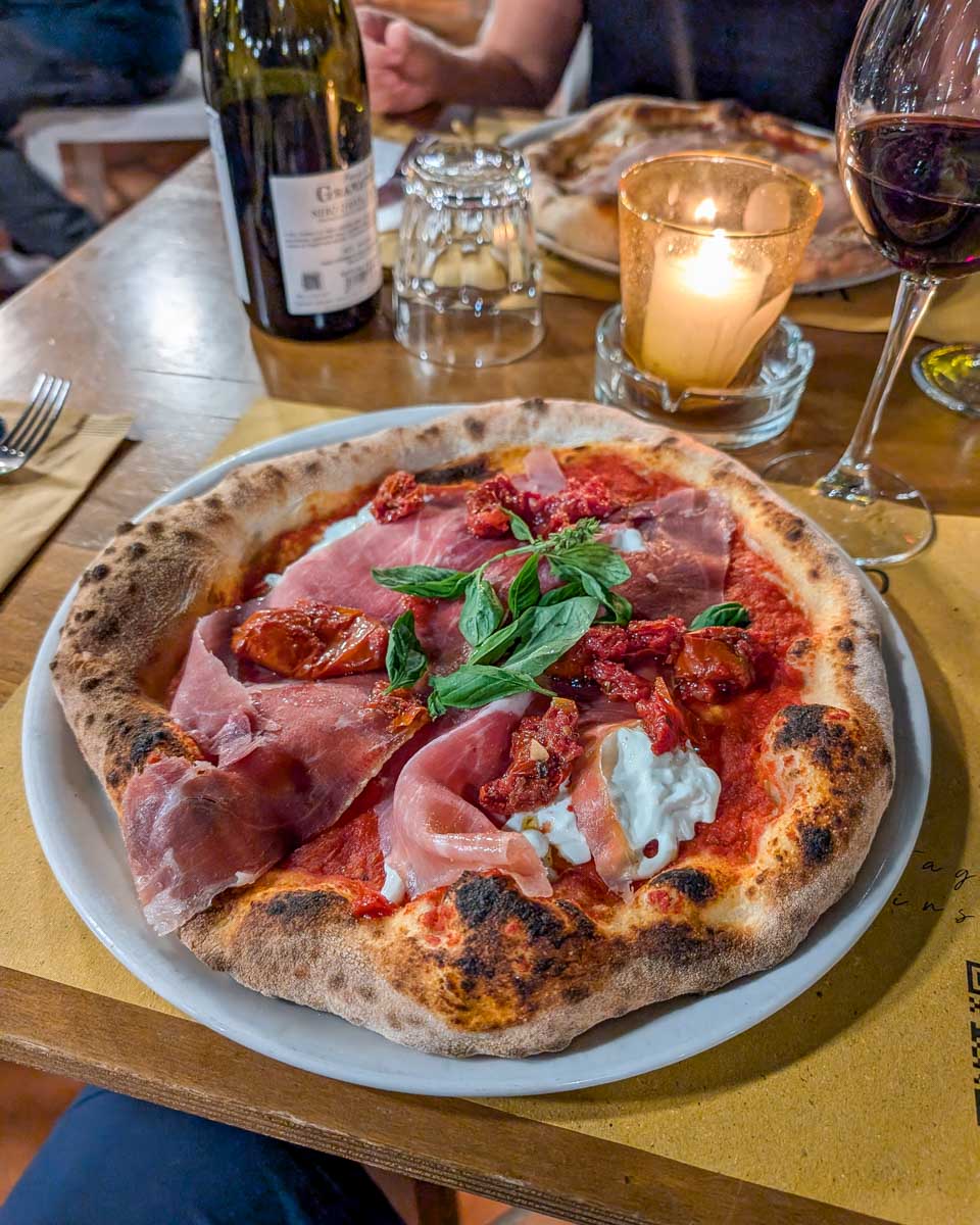 Pizza eaten on a wine tour in Adelaide