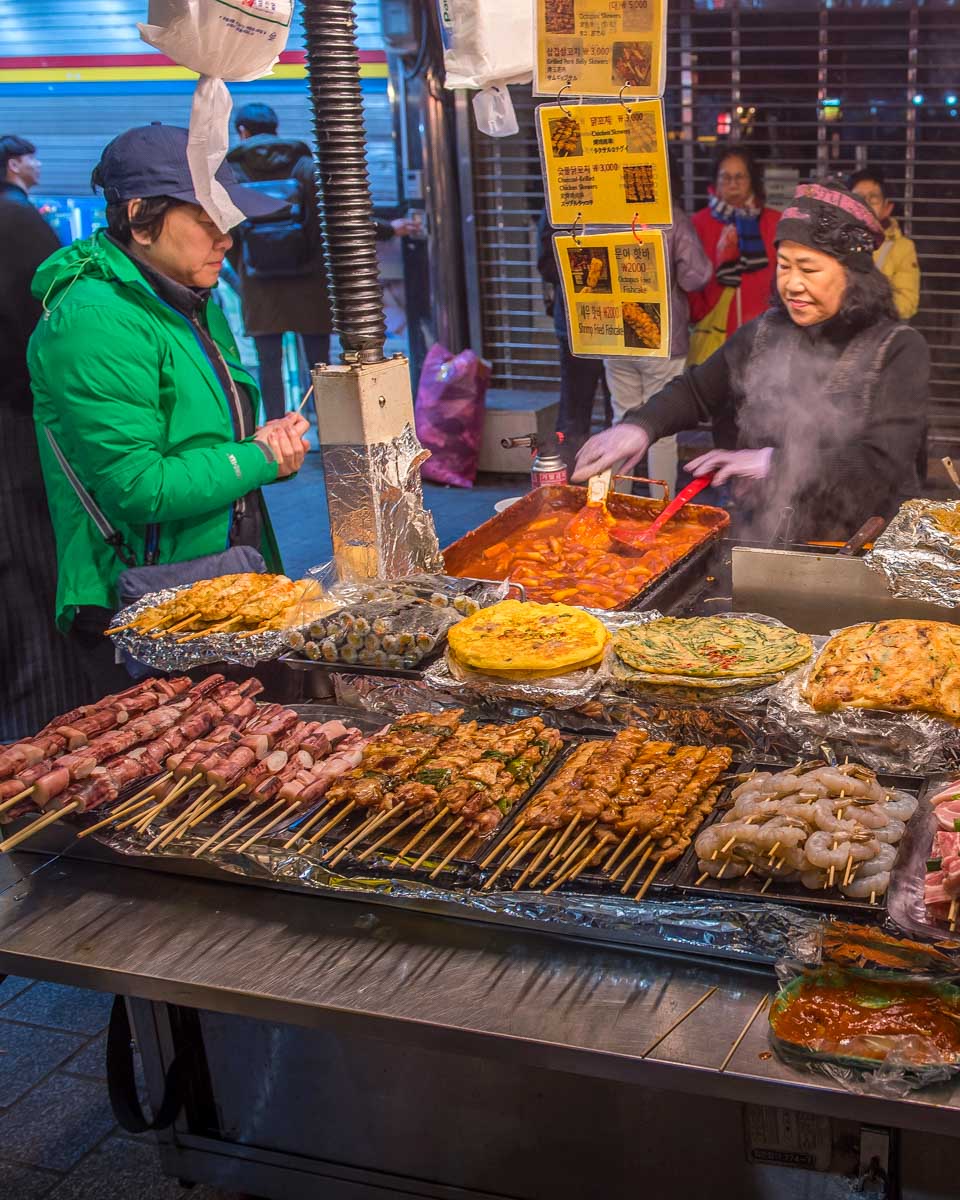 Street food at night in Seoul South Korea