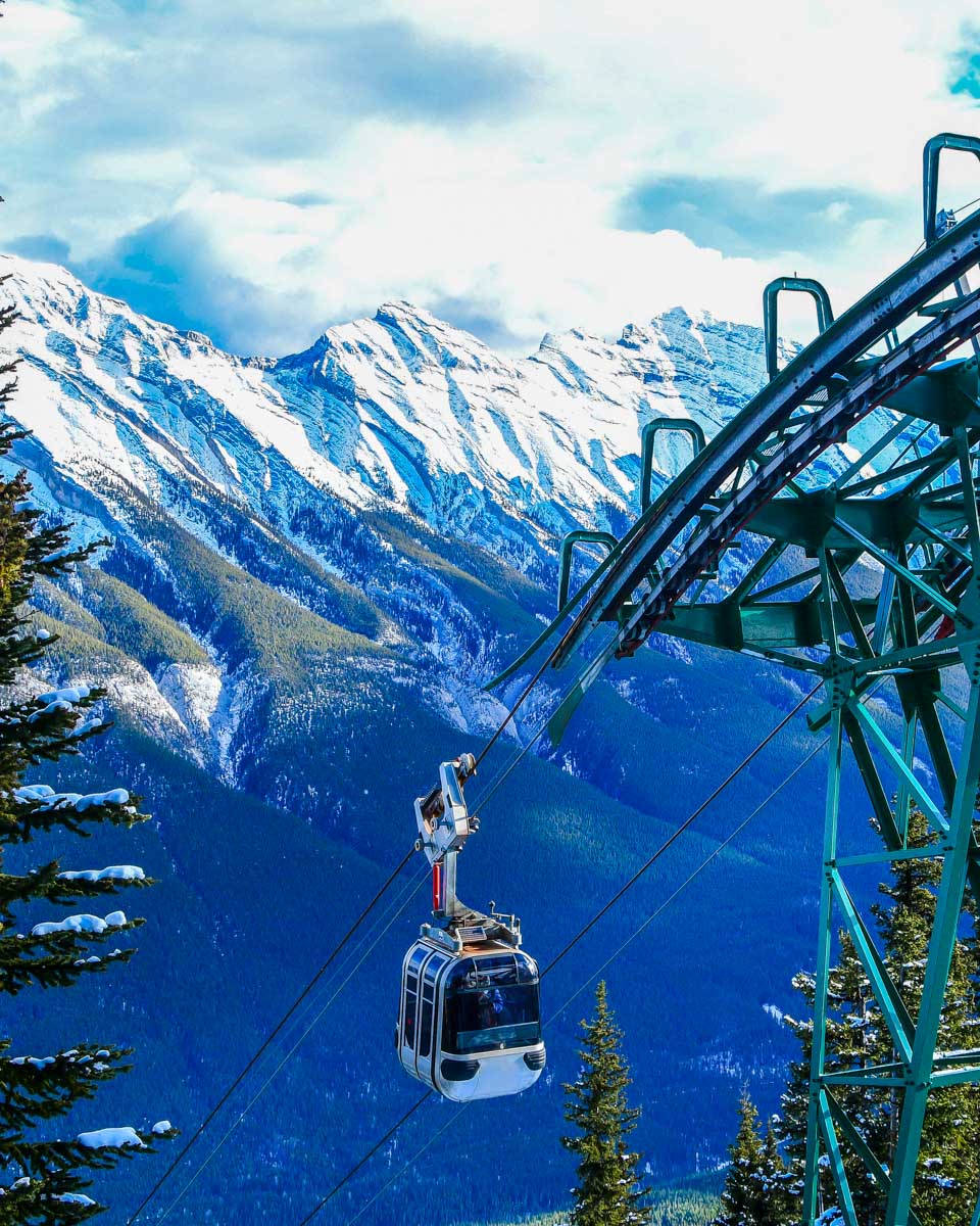 The Banff Gondola during winter in Banff AB Canada