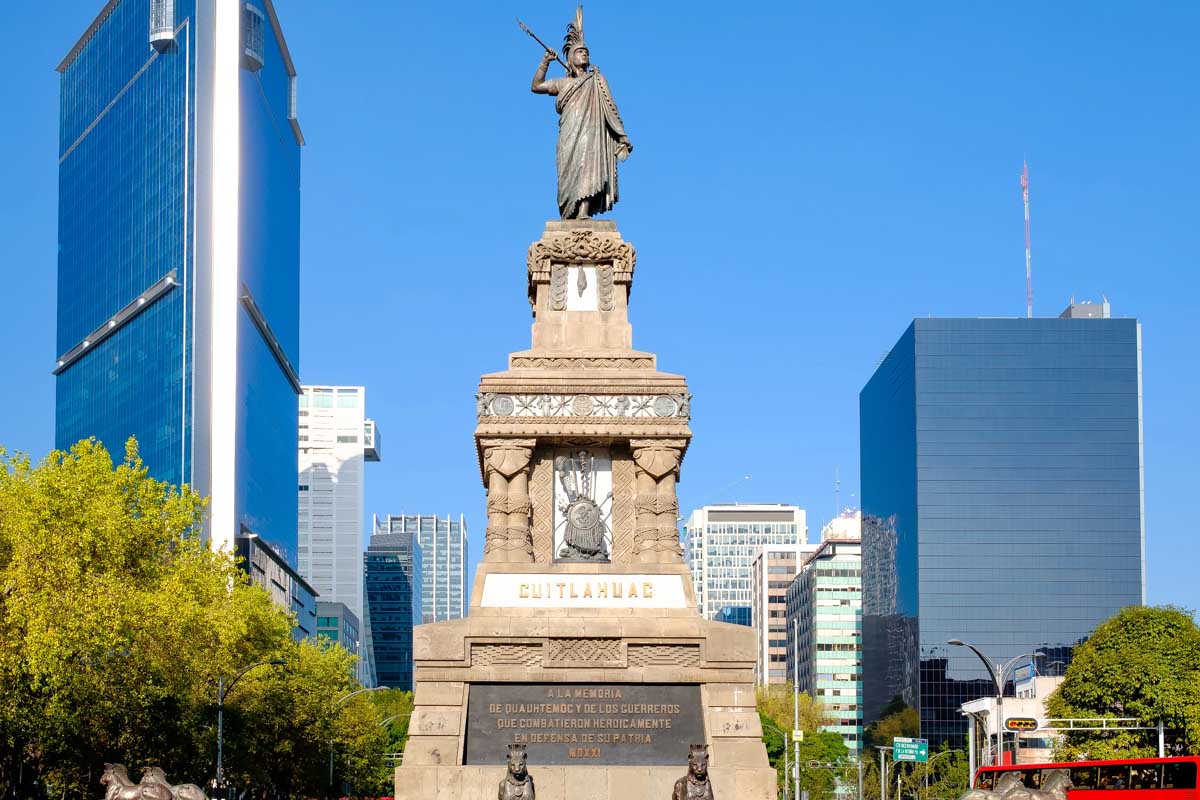 The Monument to Cuahutemoc at Paseo de la Reforma in Mexico City, Mexico