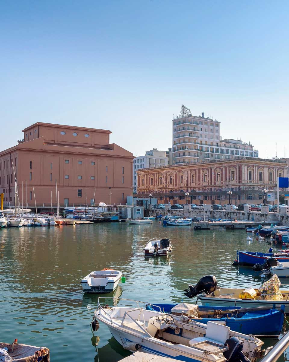 The Port of Bari Italy seen on a bike tour from Puglia Italy