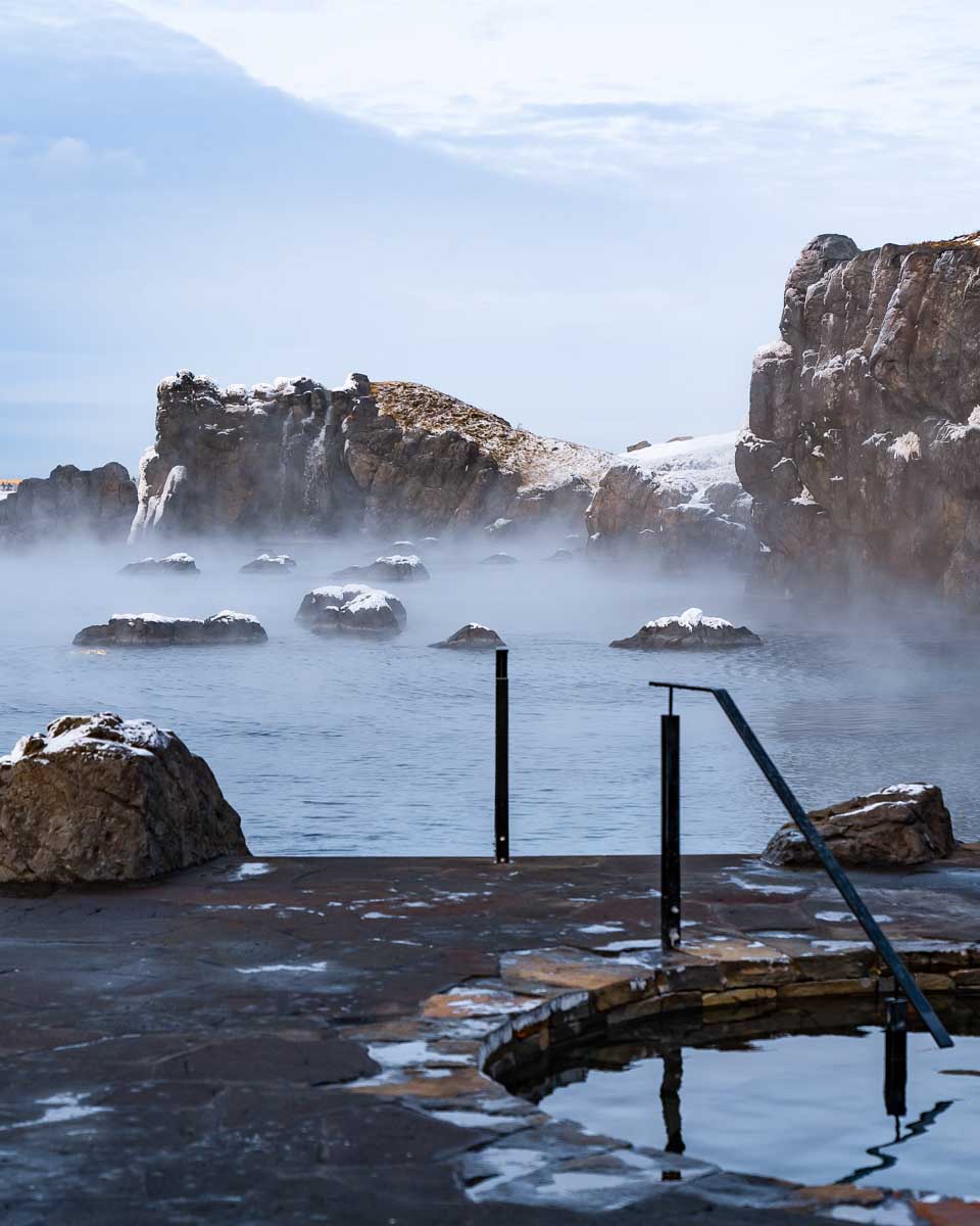 The hot pools with a view at Sky Lagoon Iceland
