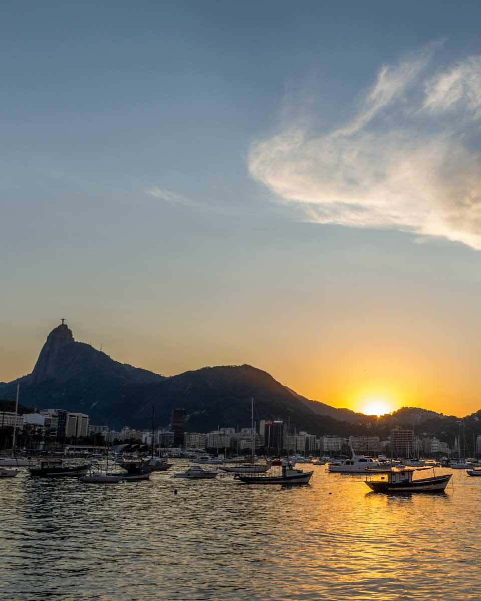 The view of Rio de Janeiro Brazil on a sunset cruise