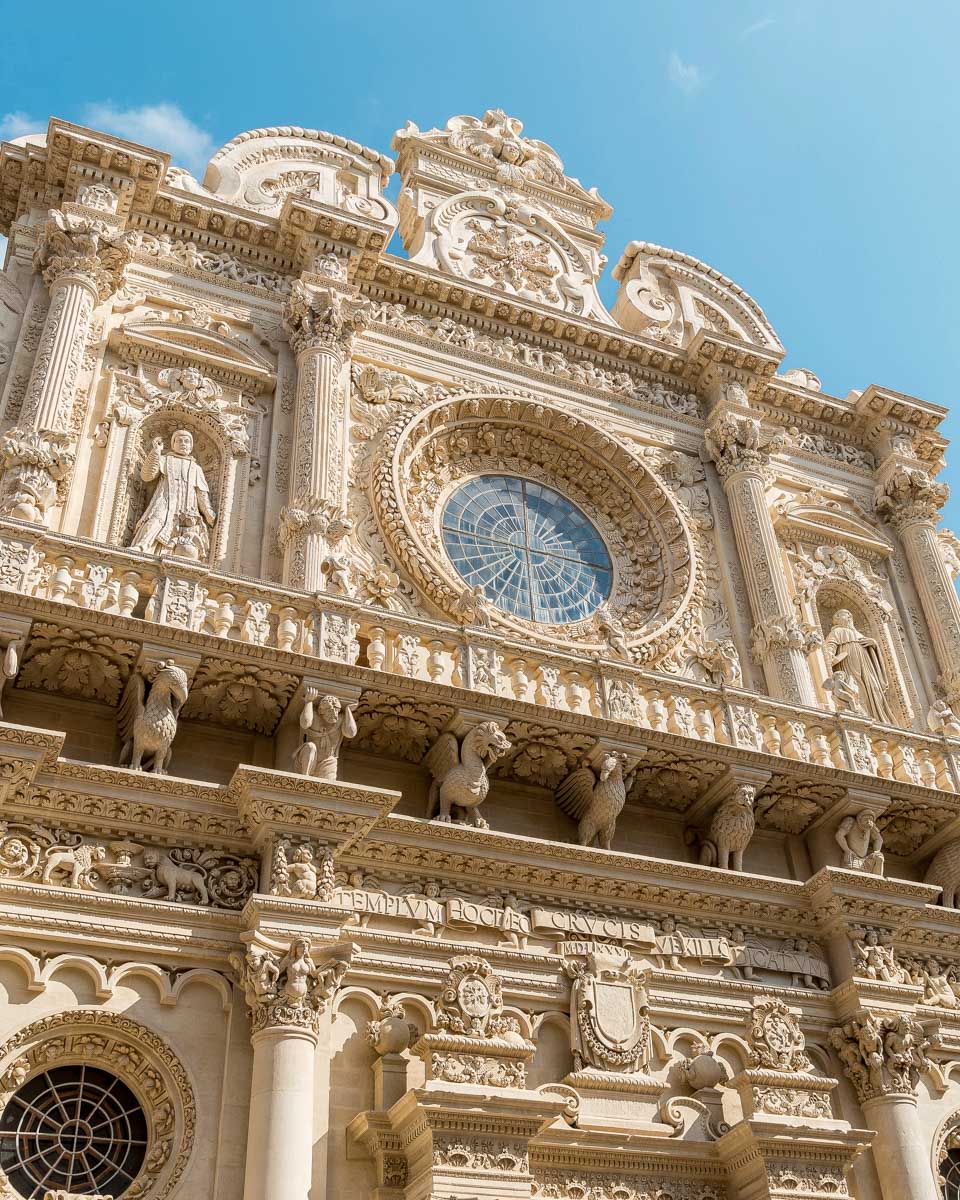View of the Basilica of Santa Croce in Lecce on a tour from Puglia Italy