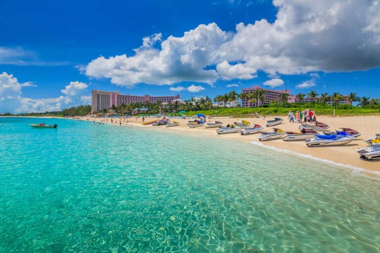 A beautiful beach in Nassau Bahamas on a sunny day