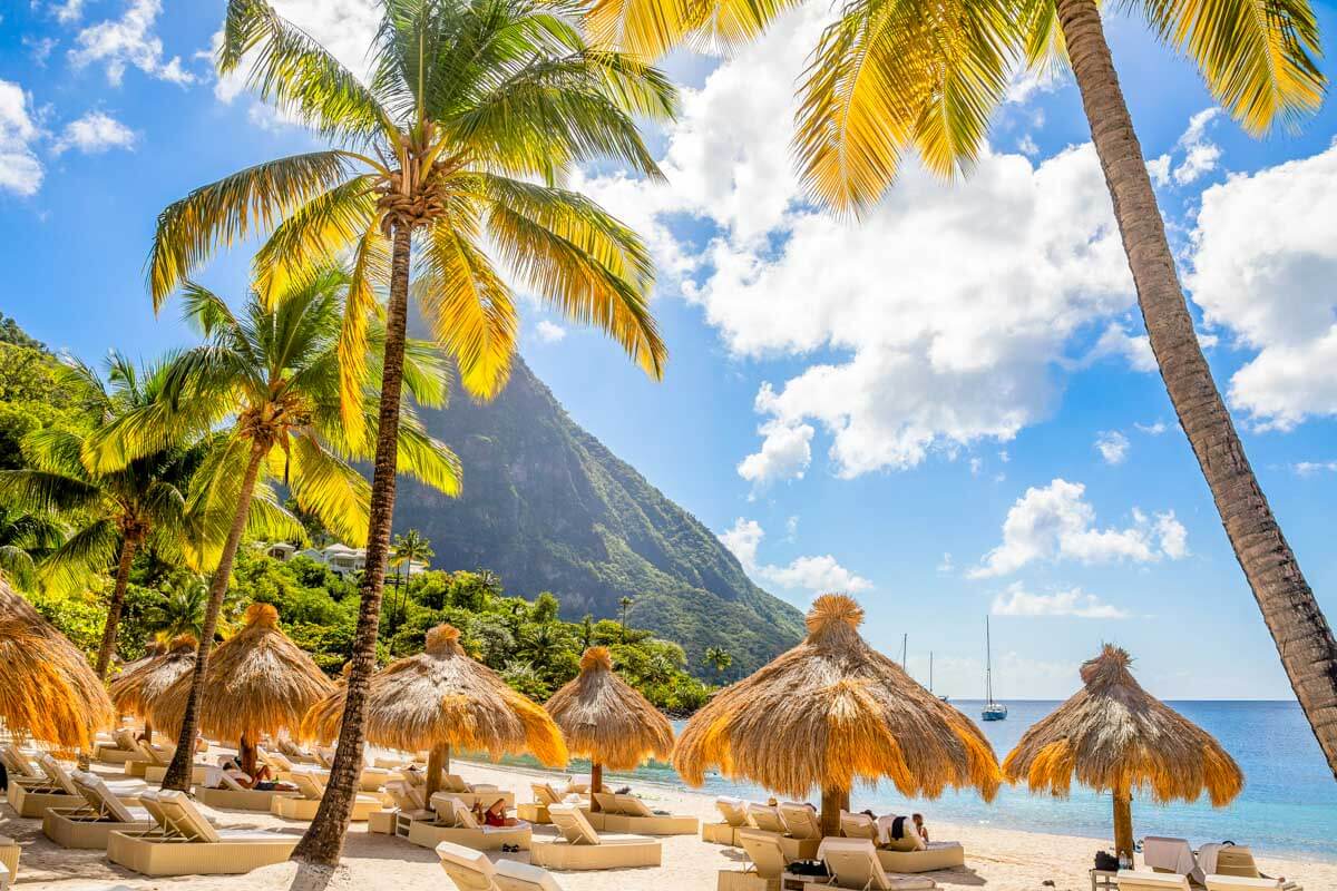 A beautiful beach seen on a sunny day in St Lucia