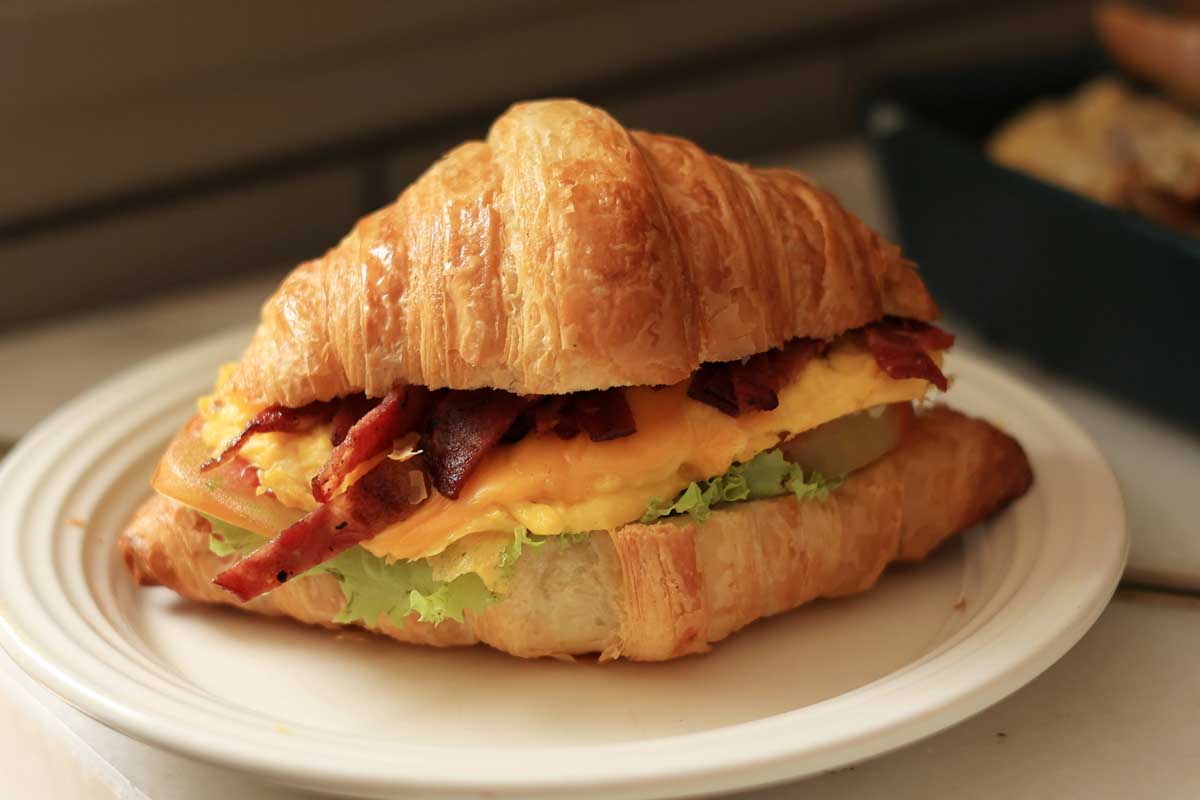 A-croissant-breakfast-sandwich-in Fort Lauderdale Florida