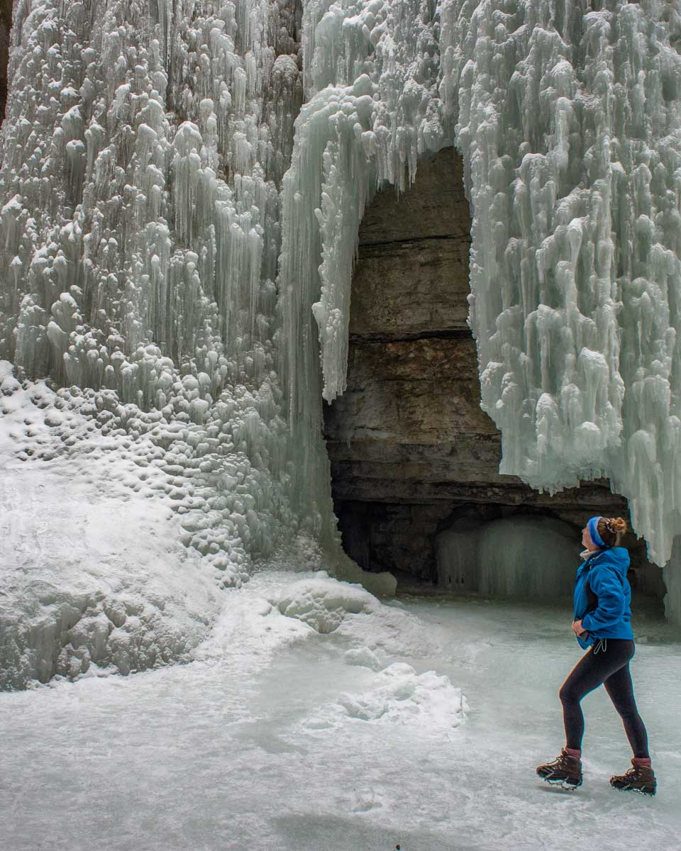 Bailey-walking-in-the-Korouoma Canyon on a tour from Rovaniemi, Finland