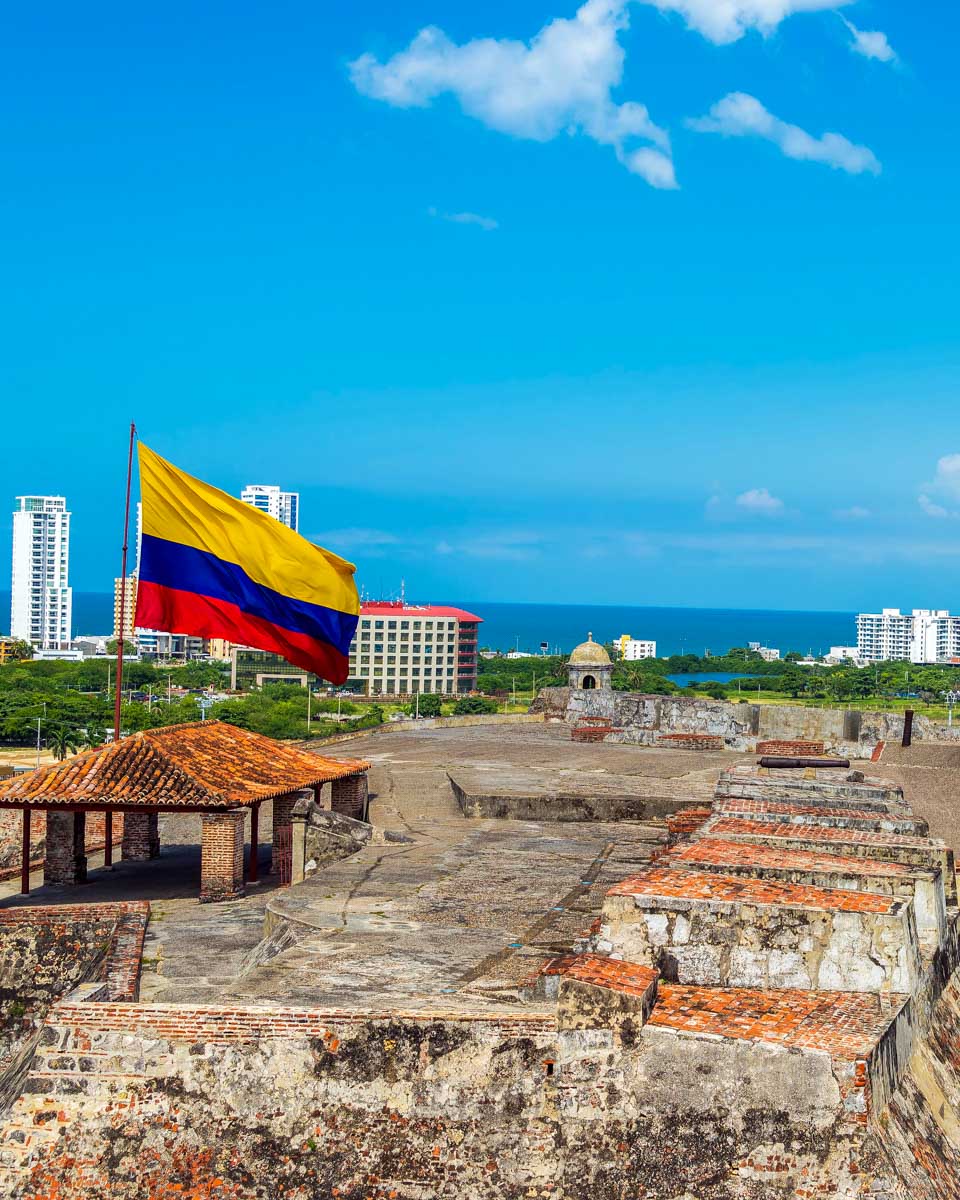 Castillo de San Felipe in Cartagena with a view of Cartagena Colombia