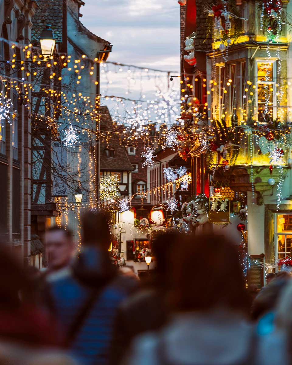 Christmas Market atmosphere in Strasbourg, France during the winter