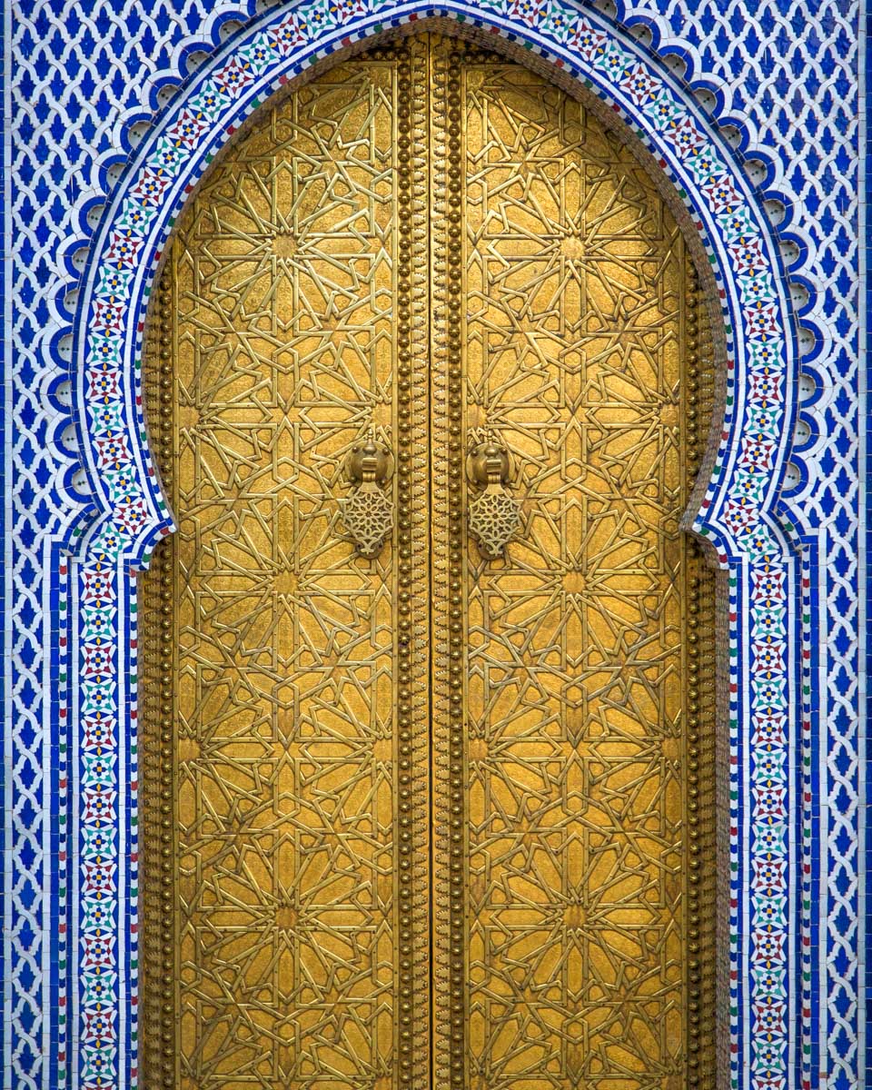 Door in the Royal Palace of Fez Morocco seen on a tour