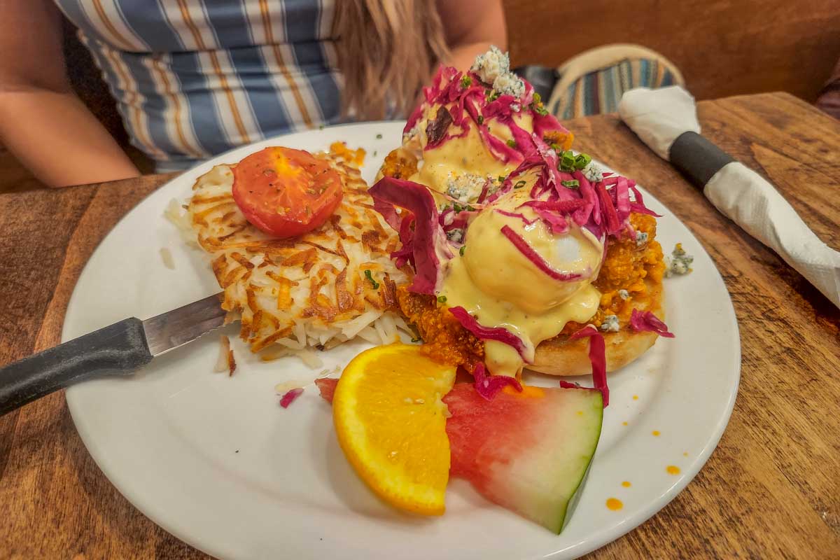 Eggs-benny-eaten-for-breakfast-in-Lake Louise Canada