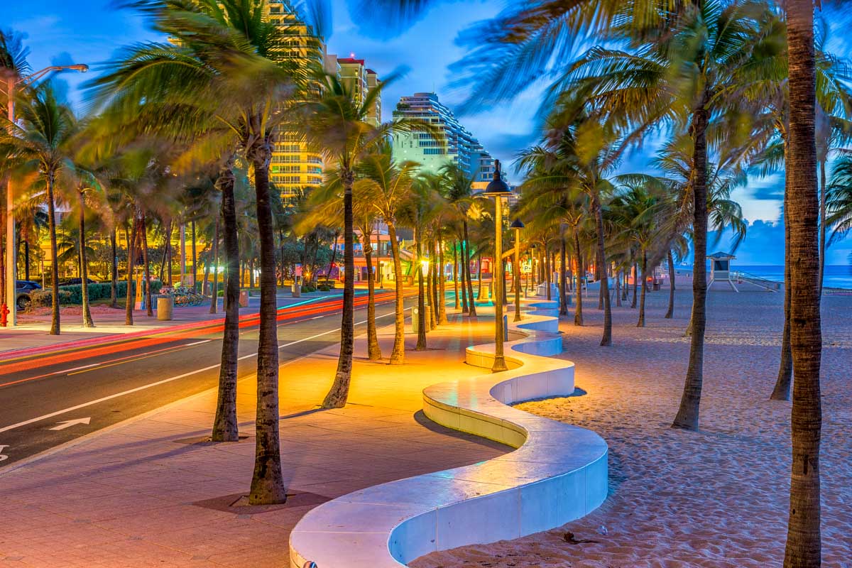 Fort Lauderdale Beach seen in a the evening in Fort Lauderdale Florida