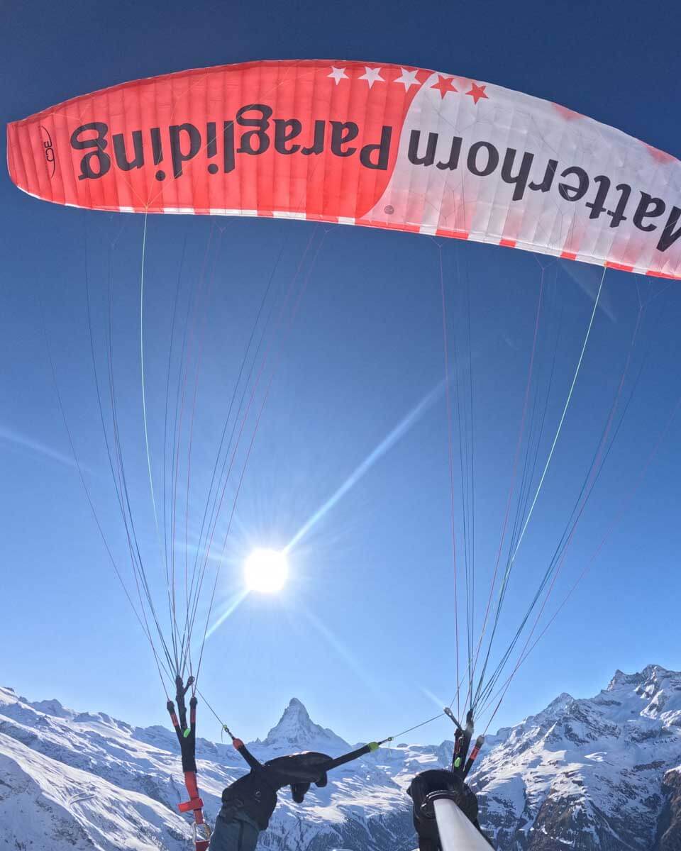 Matterhorn Paragliding on a tour from Zermatt Switzerland