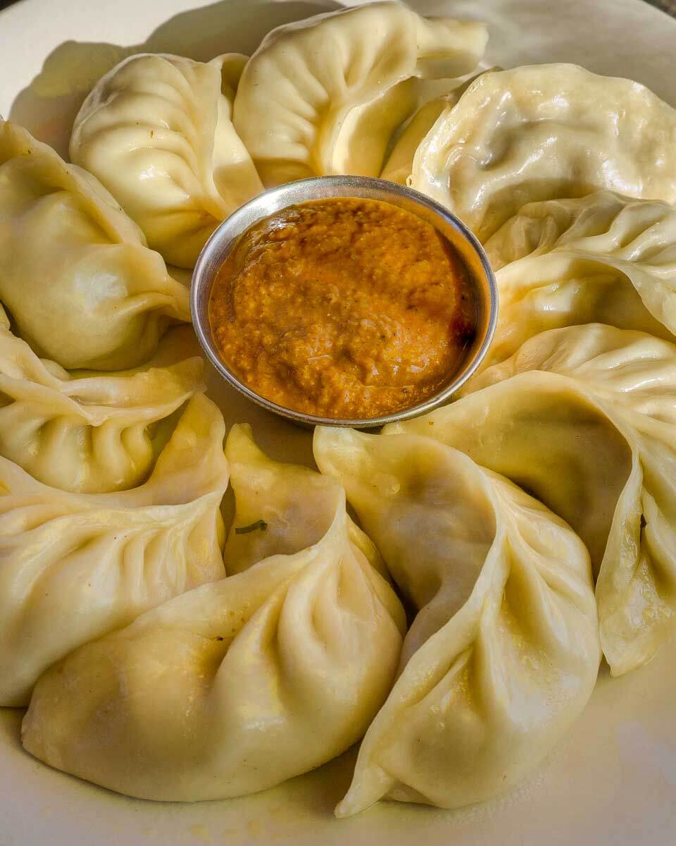 Momos eatenb on a food tour in Kathmandu Nepal