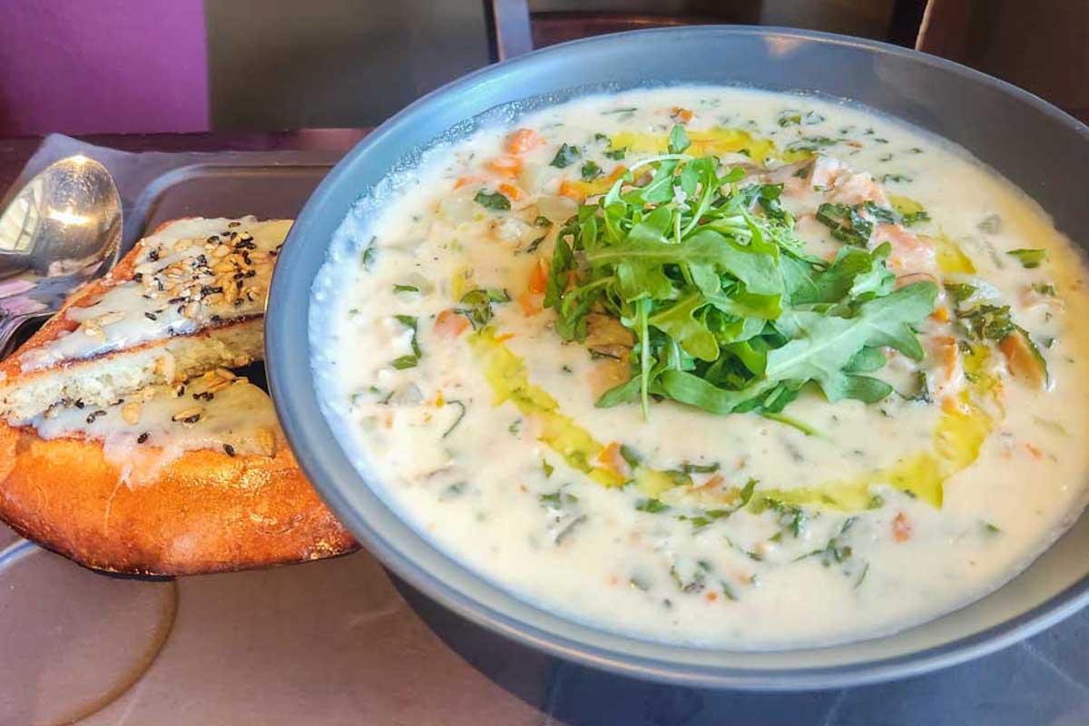Seafood-chowder-eaten in Anchorage Alaska