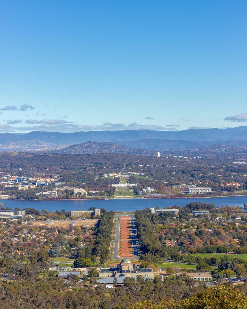Skyline at Mount Ainslie Lookout in Canberra, Australia