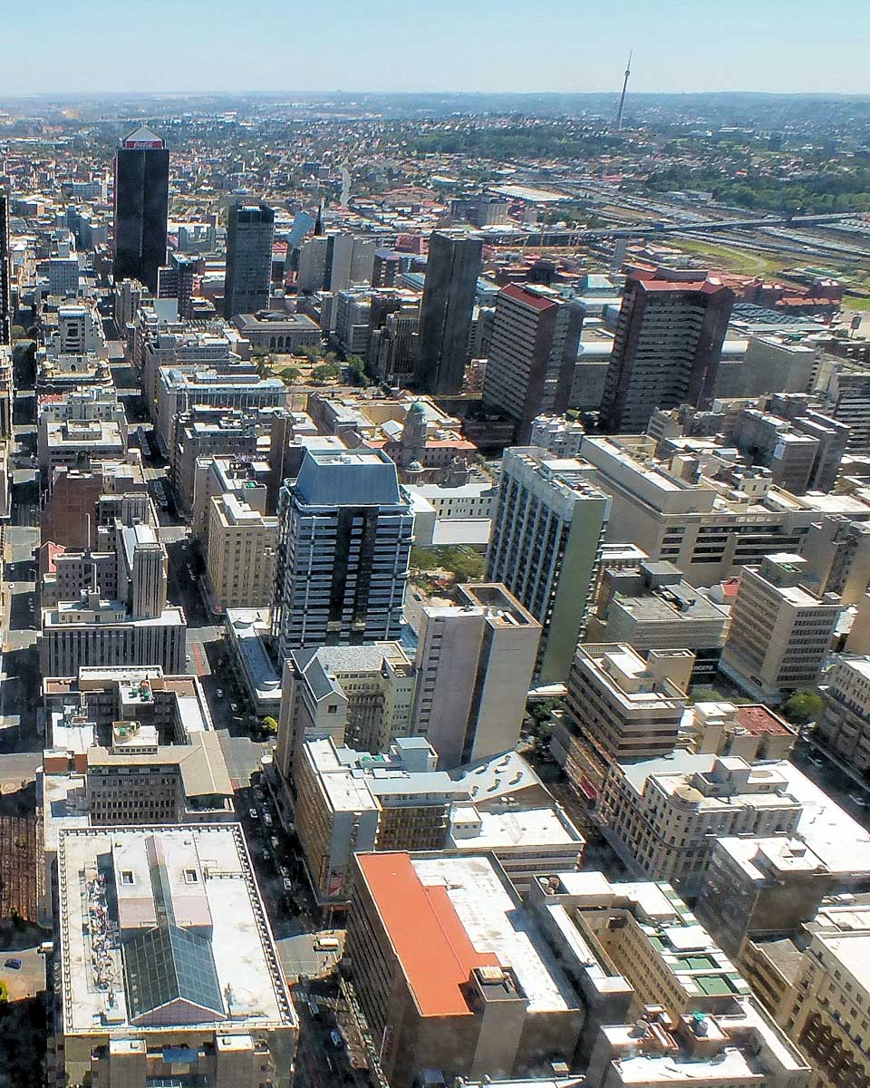 The view of Johannesburg South Africa seen froom the Carlton Centre on a tour