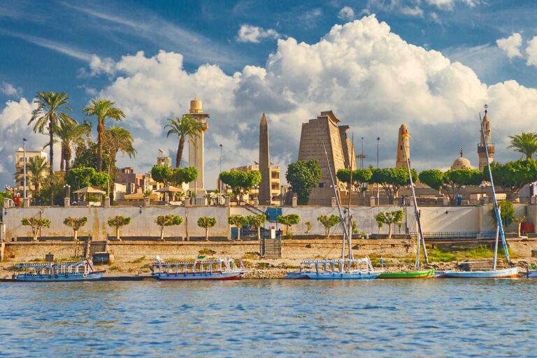 view of the Nile River in Luxor Egypt