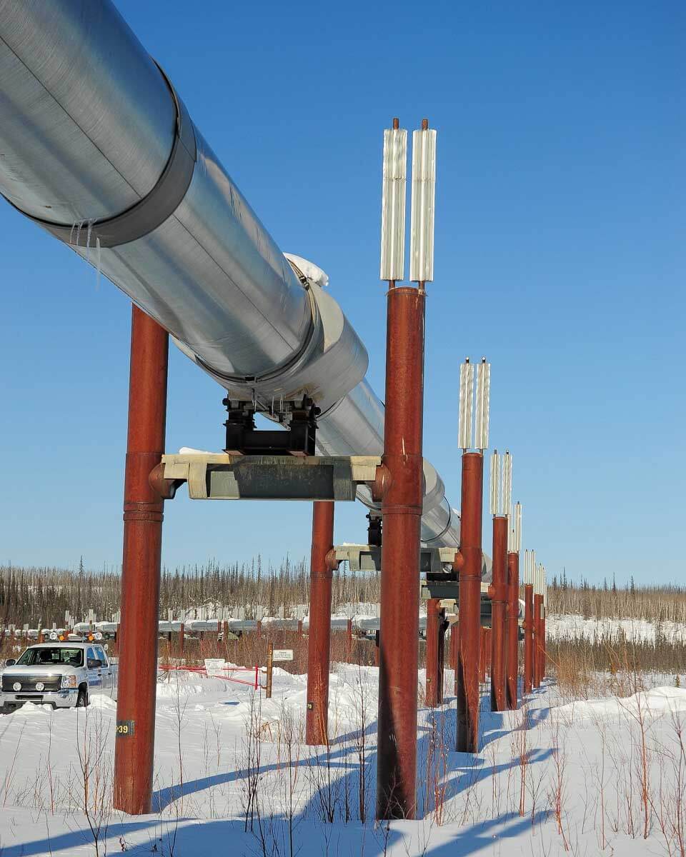 Alaska oil pipeline seen on an Arctic Circle tour from Fairbanks Alaska