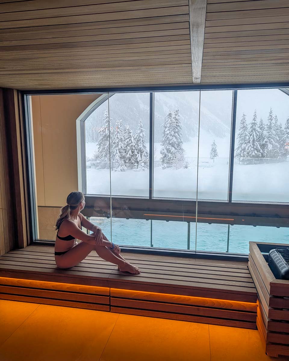 Bailey at the Glacial Pool Experience in Fairmont Chateau Lake Louise in Lake Louise Alberta Canada (11)