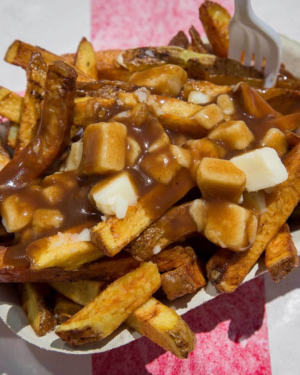 Poutine eaten on a food tour in Montreal, Quebec, Canada