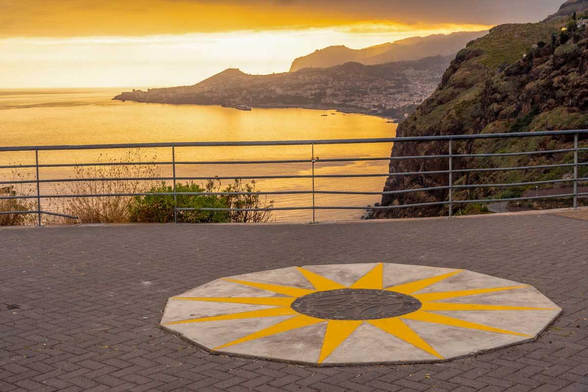 Sunset seen at the Miradouro do Cristo Rei overlook Madeira Portugal (1)
