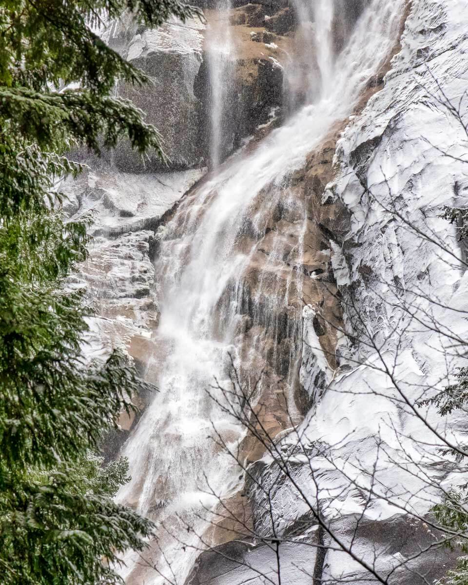 shannon falls seen in winter on a tour from Vancouver BC canada