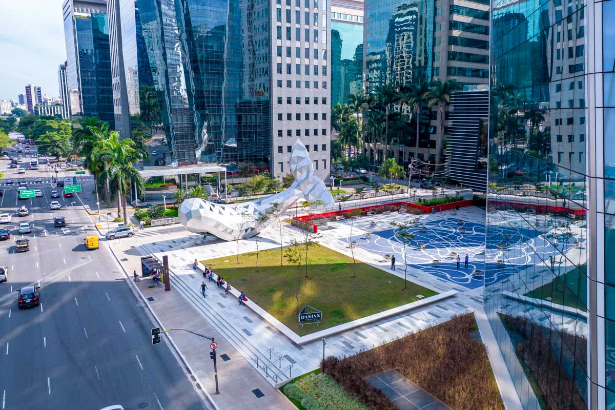 Aerial view of Avenida Brigadeiro Faria Lima, Itaim Bibi in Sao Paulo Brazil