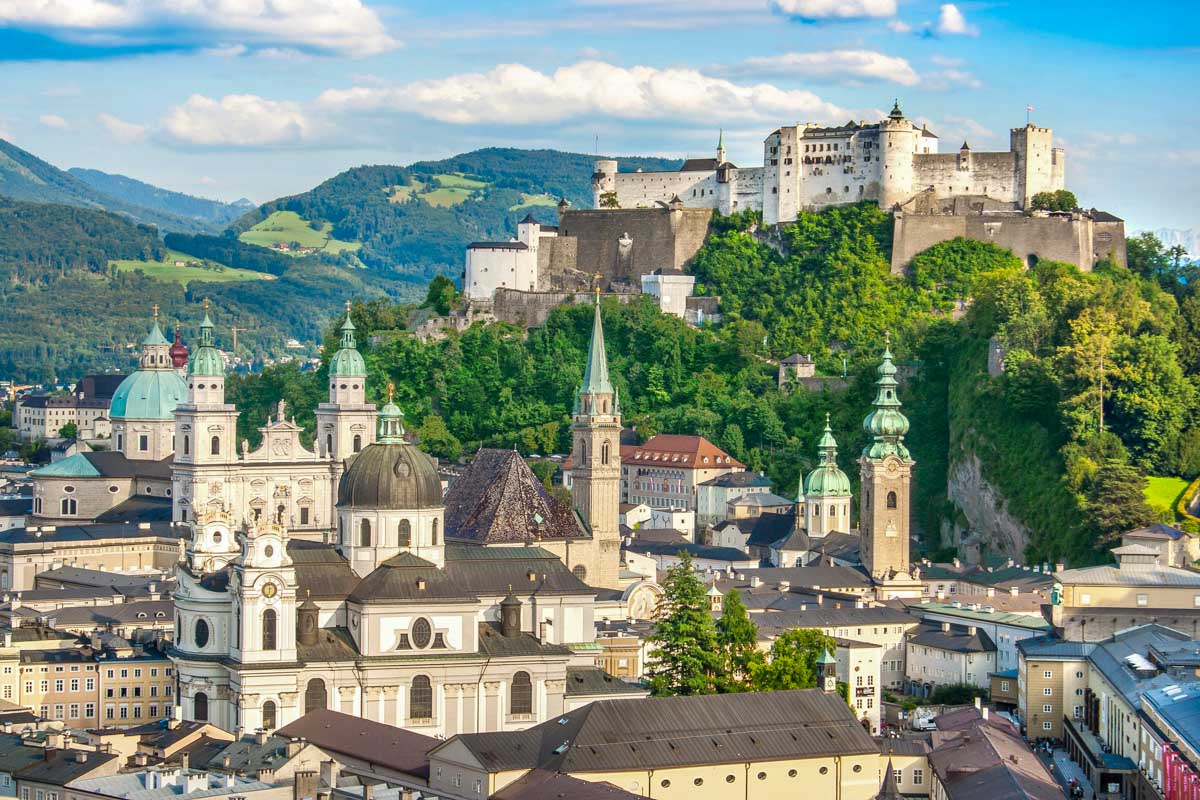 City view of Salzburg Austria on a sunny day
