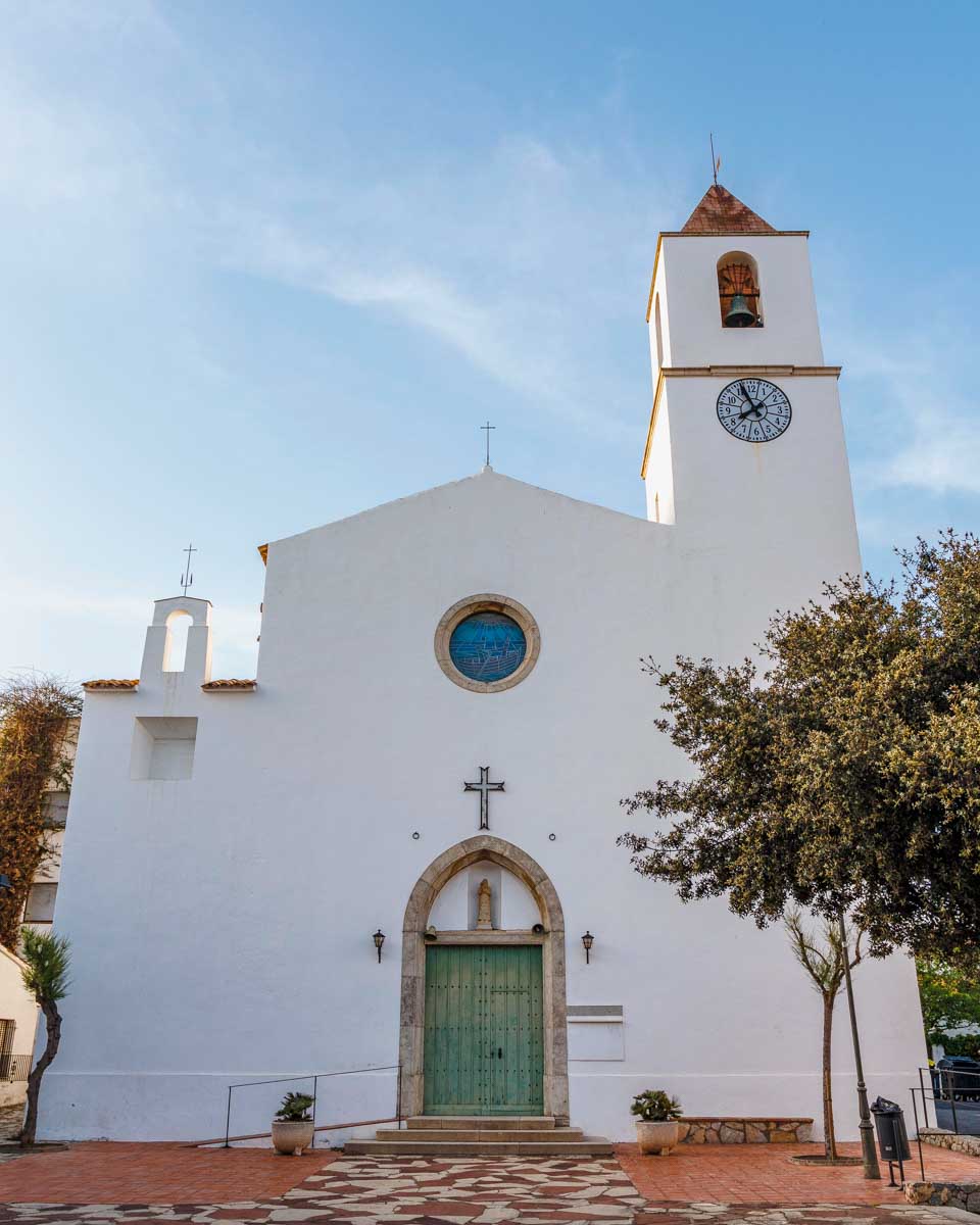 Exterior of the Iglesia de San Pedro church in Calella de Palafrugell near Costa Brava Spain