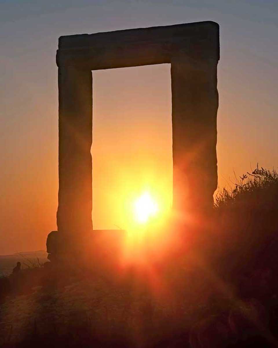 Portara aka Temple of Apollo at-sunset-Naxos-Greece