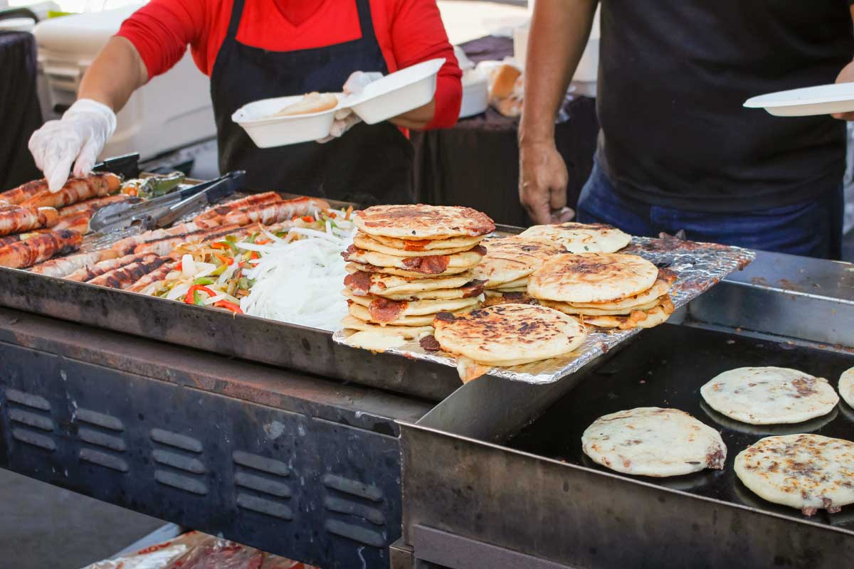 Pupusas being made in Mercado Central San Salvador El Salvador