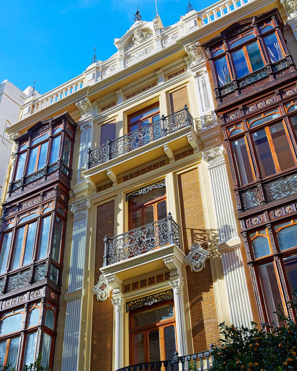 The architecture of Ruzafa in Valencia Spain