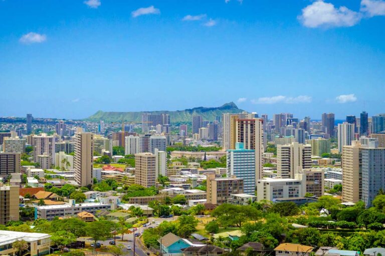 Beautiful Aerial View of City Honolulu, Hawaii