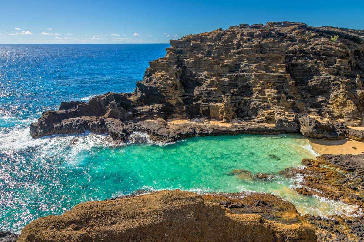 Beautiful View of Halona Beach Cove and Wawamalu Beach Park Oahu Waikiki Hawaii