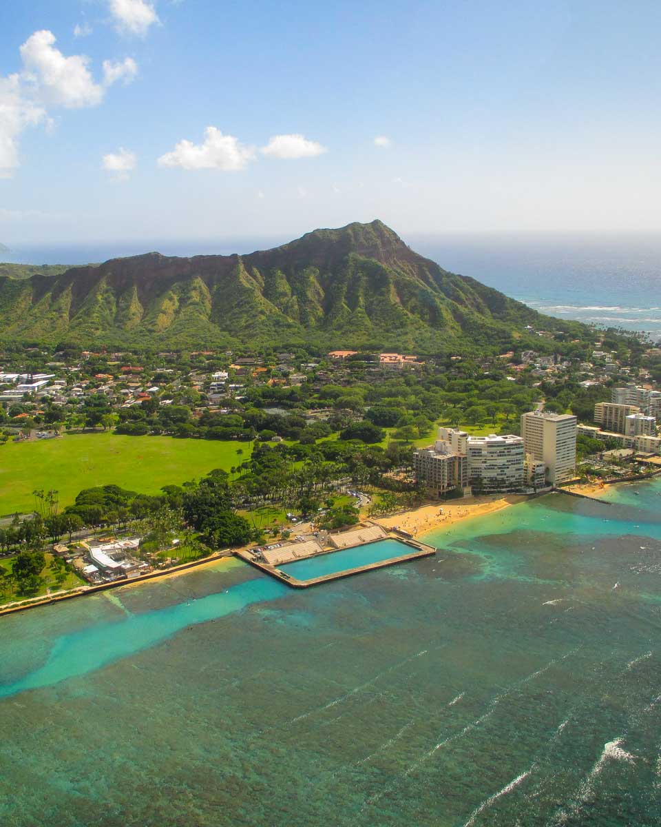 Diamond Head seen from a scenic Helicopter ride on Oahu Hawaii Waikiki Honolulu (1)